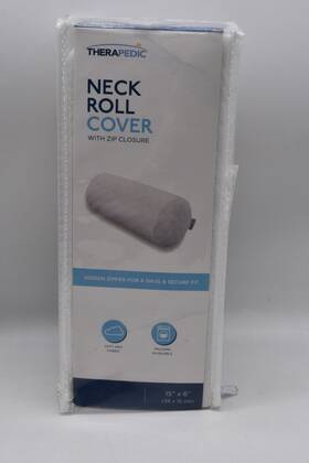 Therapedic 846756058328 Neck Roll Cover With Zip Closure White 15 Inch X 6