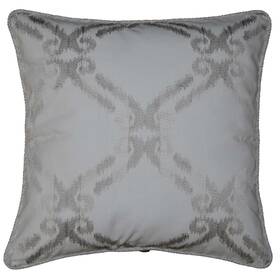 P-20-c15 Thomasville At Home Ikat Frame - Platinum Embroidered 20 Inch Square Pillow Cover Only