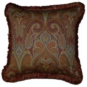 P-20-cas Thomasville At Home Cashmere Red With Fringe 20 Inch Square Pillow Cover Only