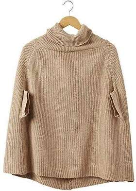 903-2268402 Tickled Pink Womens Victoria Knit Poncho Khaki Size One