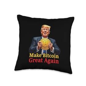 Gtjy85eagbxus Trump Bitcoin Novelty Tops ... Make Great Again Crypto Future Throw Pillow