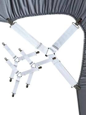 Turbo-roofinds 445055446442 4 Pcs Triangle Bed Sheet Holders Fitted Clips Adjustable Suspenders
