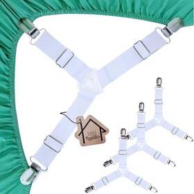 Bz03 Tuyeabc Bed Sheet Straps Sets/12 Clips Bedside Installation Fitted 4 White