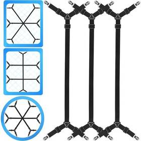 Tuyeabc.b.4 Tuyeabc Bed Sheet Holder Straps 3 Set/12 Ways Adjustable Crisscross Black Set