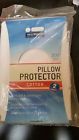 Two White Protector Restright Pillow Queen Standard Cotton Set 100 Zippered