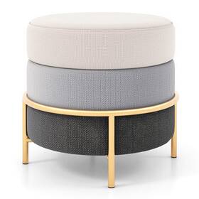 Upholstered Linen Fabric Ottoman Gold Metal Legs Anti-slip Foot 197867010034 With And Pads-gr