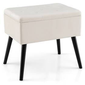 Velvet Storage Ottoman Solid Wood Legs Living Room Bedroom-blac 499852714960 With For Bedroom-black - Colo