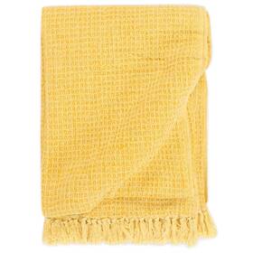 133763 Vidaxl Throw Mustard Yellow 100% Cotton 86.6 X 98.4 In Blanket