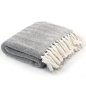 245322 Vidaxl Throw Navy Blue 100% Cotton 63.0 X 82.7 In Blanket