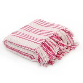 245324 Vidaxl Throw Pink And White 100% Cotton 49.2 X 59.1 In Decorative Inlays
