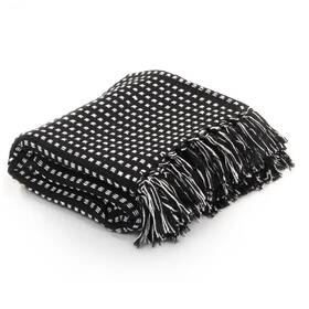 245330 Vidaxl Throw Black And White 100% Cotton 49.2 X 59.1 In Lightweight