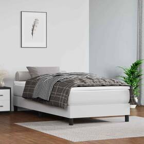 347858 Vidaxl Pocket Spring Single Bed Mattress White Faux Leather Twin Medium Hardness