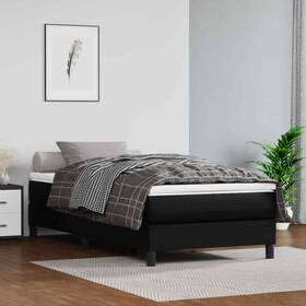 347865 Vidaxl Pocket Spring Single Bed Mattress Black Faux Leather Twin Medium Hardness