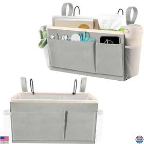 B0cylgw73s Visit The Blisstotes Store 2-pack Bedside Caddy - Light Gray Storage Organizer For Bunk Beds