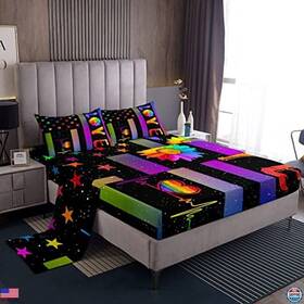 Visit The Erosebridal Store Cmhs776xxy-clb Usk Vibrant Gay Pride King Sheet Set - Lgbt Rainbow Bedding With Sunflower And Flag