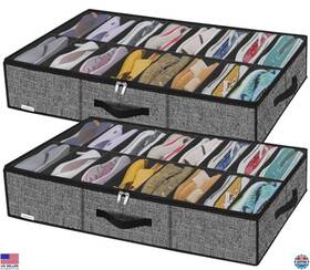 B0cx8k4mn1 Visit The Onlyeasy Store Under Bed Shoe Storage Organizer For 32 Pairs Breathable Black Bags With