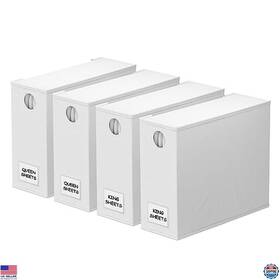 91zdsn-sl04-w4 Visit The Spaceaid Store 4 Pack Bed Sheet Organizers Foldable Linen Closet Storage For Queen And King Size