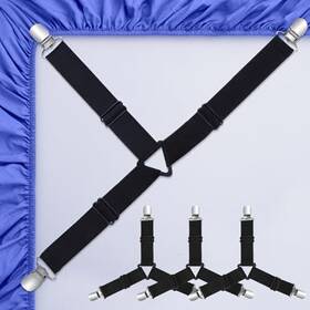 W-0158 Wankoda Bed Sheet Straps 4 Pcs Adjustable Elastic Clips - Fitted Non