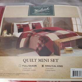 Wr14-1731 Woolrich 100% Cotton Printed Pieced Quilt Mini Set. Beautiful Quilted Style. King Size