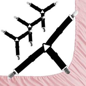 L312cdj-01 Xiuouix Bed Sheet Straps 4pcs Non-slip Elastic Fitted Adjustable B-black