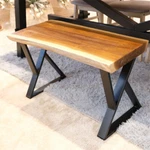 Rustic Teak Bench Table Natural Edge Solid Wood Entryway Hallway Seating. Fixed Price $163.79.