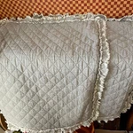 Brielle Quilted Grey Cotton Shams With Fringed Ruffle Trim - Set Of 2 Standard. Fixed Price $22.00.