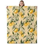 Fresh Lemon With Floral Flannel Throw Blanket 60X50" Soft Cozy Warm. Fixed Price $40.97.