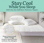 Zen Bamboo Mattress Pad, Cooling Topper Waterproof, Deep Pocket, Cal King, White. Fixed Price $30.00.