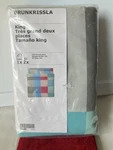 Ikea Brunkrissla King Duvet Cover W/2 Pillowcases Bed Set Colorful Checked New. Fixed Price $56.00.