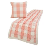 Queen Bed Runner Peach Pink Textured Buffalo Checks - Plaid. Fixed Price $131.50.