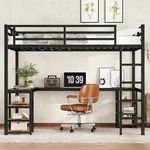 Metal Loft Twin Xl With Desk Shelves Ladder Guardrails For Bedroom Black. Fixed Price $250.99.