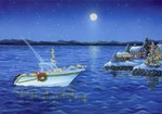 Holiday Boat Deluxe Glitter Box Of 14 Elaine Maier Nautical Christmas Cards. Fixed Price $14.99.