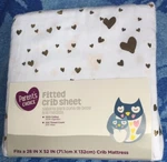 Parents Choice Fitted Crib Sheet 100% Cotton New Girl White W/ Gold Heart Infant. Fixed Price $11.50.