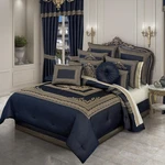 J Queen New York Excelsior King Comforter Set 4 Pc Royal Blue & Gold $578 Nip. Fixed Price $206.95.