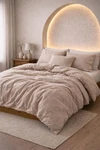 Natural Linen Duvet Cover And Two Pillow Bedding Softened Comfoter. Fixed Price $149.00.