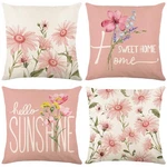 Pink Spring Summer Pillow Covers 16X16 Inch Set Of 4 Sweet Home Indoor Outdoo.... Fixed Price $18.45.