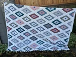 Hand Stitched Quilt Preowned Diamond Pattern Lg 97" X 104", Import Cotton China. Fixed Price $75.00.