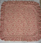 Thomasville Floral Pink Red Tan Ruffled Euro Pillow Sham Square Cottagecore Vtg. Fixed Price $39.99.