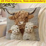 2D Printed Highland Cow Pillow Cover Linen Cushion Case Living Room Sofa Decor. Fixed Price $11.95.