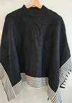 Tickled Pink Chic Black Mock Neck Striped Split Poncho Sweater Women's One Size. Fixed Price $20.00.