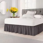 Cgk Linens King Ruffled Bed Skirt Dark Grey 12" Drop Microfiber Elastic New. Fixed Price $24.97.