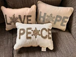 Bella Lux Beaded Love Peace And Home Decorative Pillows 10X14 Set Of 3 Nwot. Fixed Price $24.50.