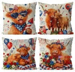 4TH Of July Cover 18X18 Inch Set Highland Cow Pillowcase 18"X18". Fixed Price $29.99.