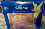 Disney Tinkerbell Twin Sheet Set Flat Fitted Pillowcase Cotton Rich. Fixed Price $35.00.