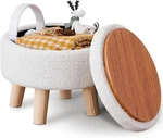 Modern Storage Ottoman Round Velvet Footrest With Soft Padded Seat Cream. Fixed Price $52.41.