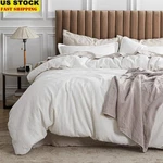 Cotton Queen Duvet Cover Set 3D Waffle Weave Soft Bedding W/ Pillow Shams New. Fixed Price $121.28.