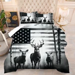 Kxry Black And White Elk Usa American Flag Comforter Set King Size Quilt. Fixed Price $77.93.