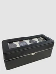 Perry Ellis Men's Black 4 Slot Cushion Lid Faux Leather Case Slim Watch Box. Fixed Price $20.98.