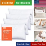 Ultra Soft Microfiber Zippered Pillow Protectors - Set 4 For Ultimate Hygiene. Fixed Price $20.99.