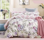 Open Box King Size Pink Purple Rose Cotton Bed Set: 1 Duvet Cover 2 Pillow Shams. Fixed Price $12.99.